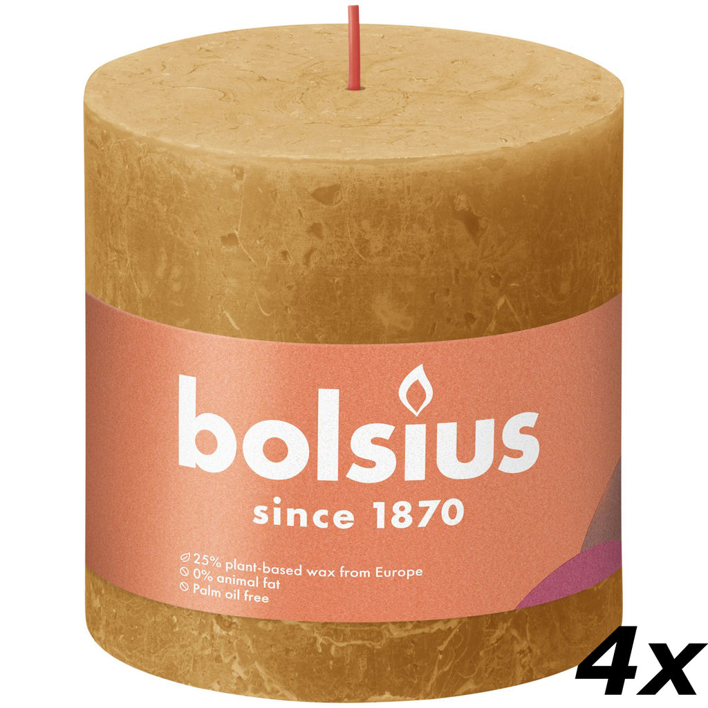 4er-Set Stumpenkerze - Höhe 10 cm - Durchmesser 10 cm - Rustik - Honigwabengelb