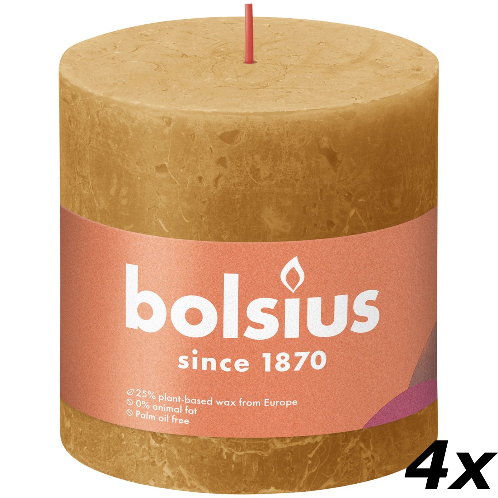 4er-Set Stumpenkerze - Höhe 10 cm - Durchmesser 10 cm - Rustik - Honigwabengelb