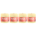 Lot de 4 bougies piliers - Hauteur 10 cm - Diamètre 10 cm - Style rustique - Jaune beurre