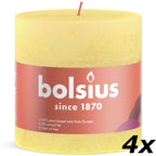 4er-Set Stumpenkerze - Höhe 10 cm - Durchmesser 10 cm - Rustik - Sonnengelb