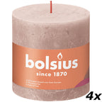 4er-Set Stumpenkerze - Höhe 10 cm - Durchmesser 10 cm - Rustik - Nebliges Rosa