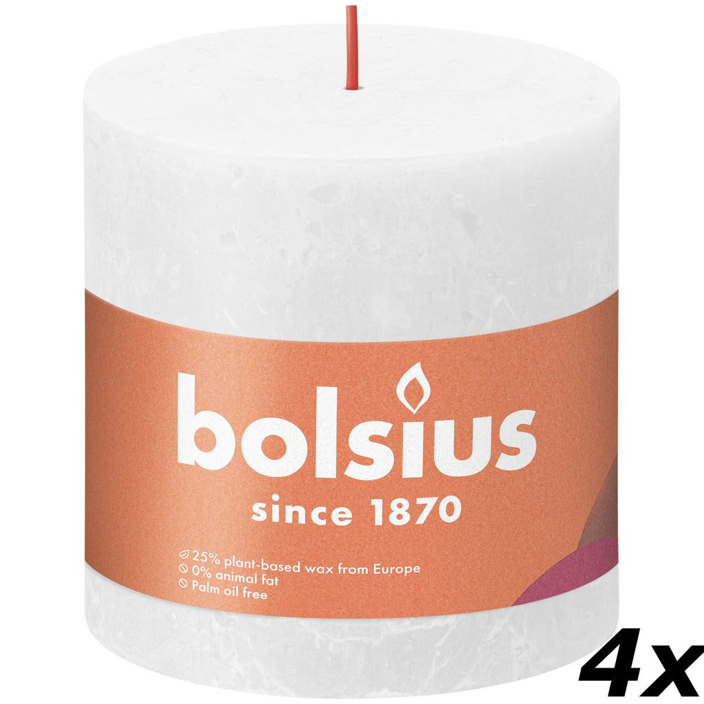 4er-Set Stumpenkerze - Höhe 10 cm - Durchmesser 10 cm - Rustik - Wolkiges Weiß