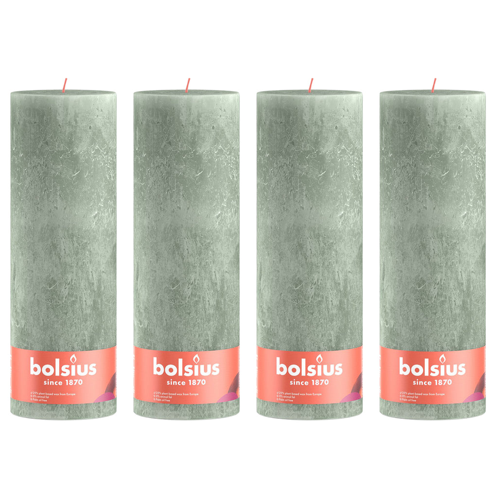 4er-Set Stumpenkerze - Höhe 10 cm - Durchmesser 10 cm - Rustik - Jade Grün