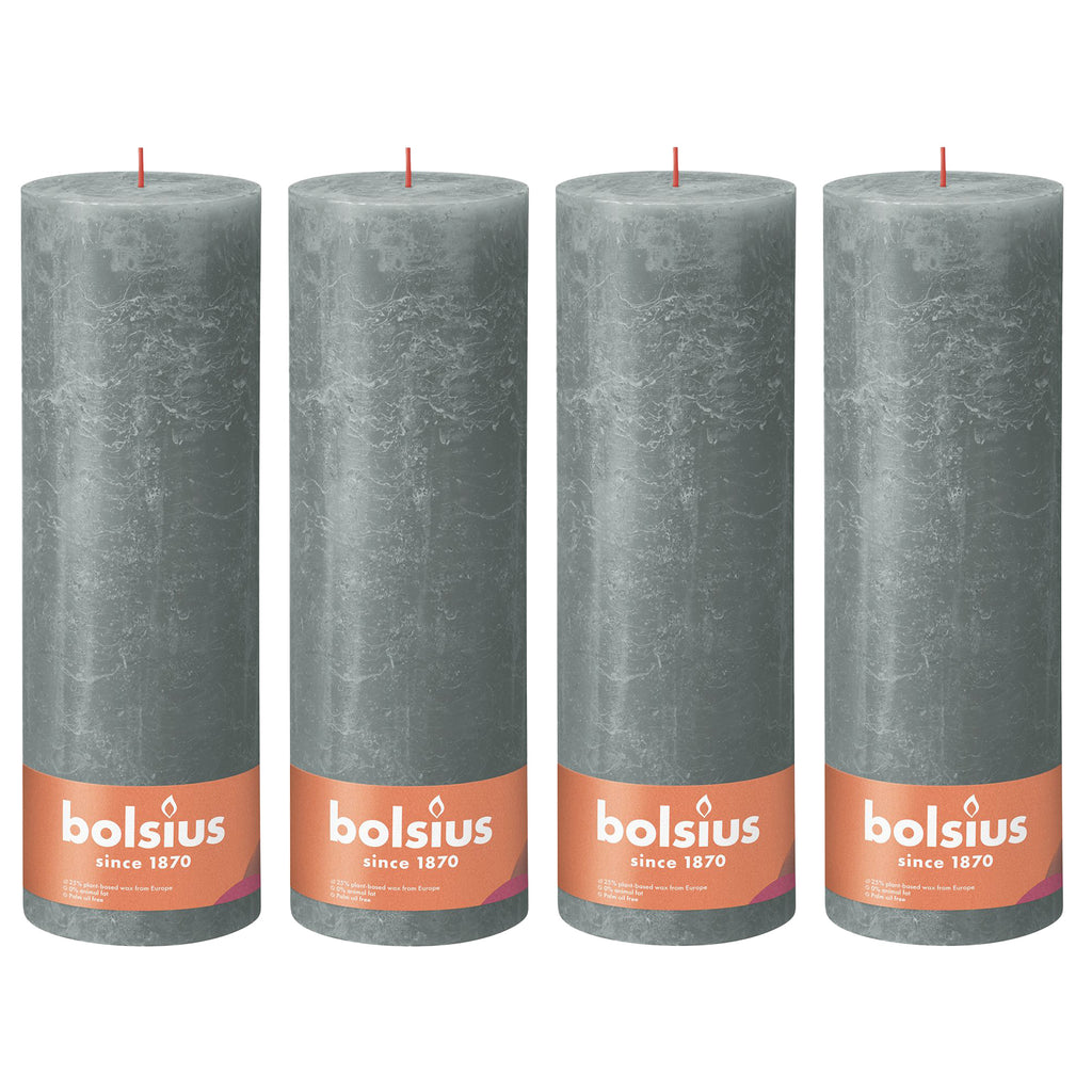 Set of 4 pillar candles - Height 10 cm - Diameter 10 cm - Rustic - Eucalyptus