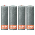 Set of 4 pillar candles - Height 10 cm - Diameter 10 cm - Rustic - Eucalyptus