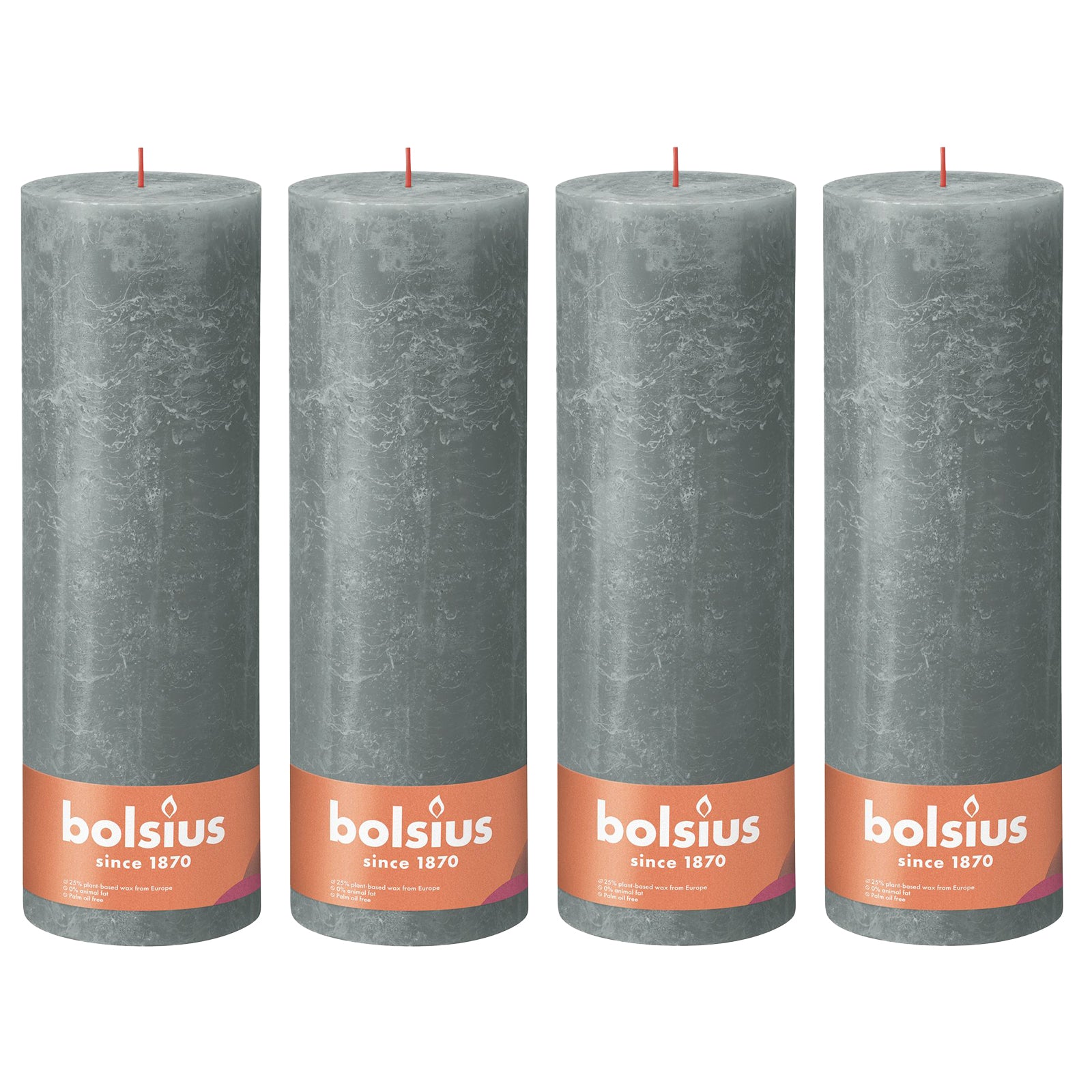 Set of 4 pillar candles - Height 10 cm - Diameter 10 cm - Rustic - Eucalyptus