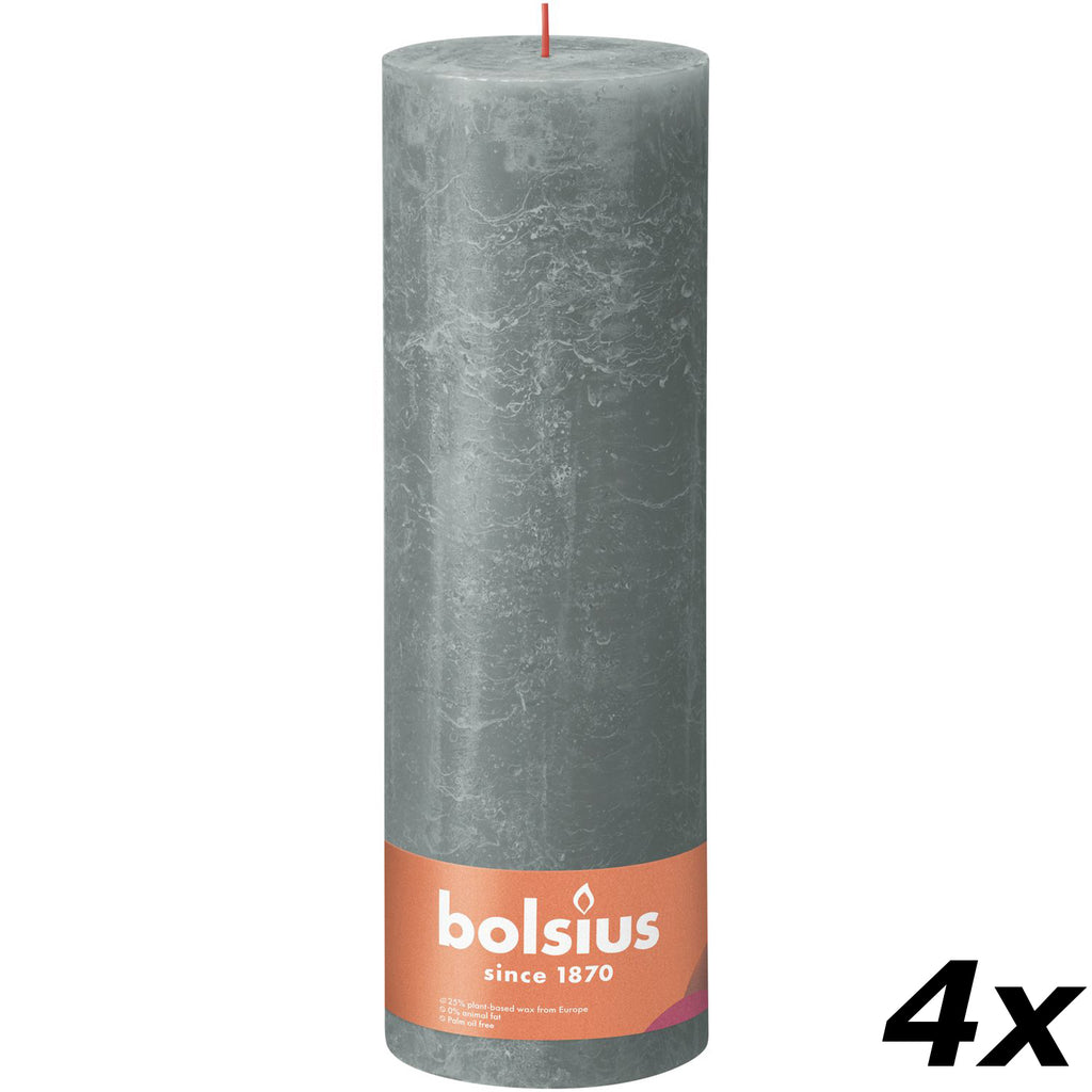 4er-Set Stumpenkerze - Höhe 10 cm - Durchmesser 10 cm - Rustik - Eukalyptus