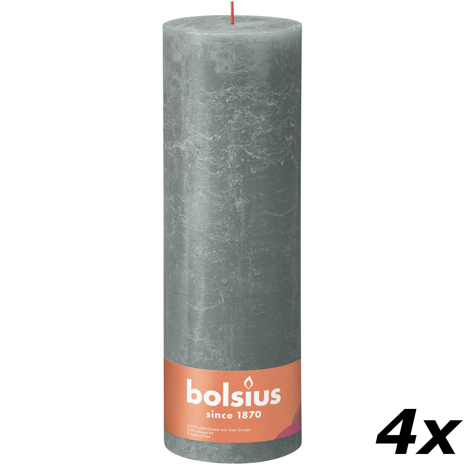 4er-Set Stumpenkerze - Höhe 10 cm - Durchmesser 10 cm - Rustik - Eukalyptus