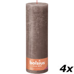 4er-Set Stumpenkerze - Höhe 30 cm - Durchmesser 10 cm - Rustik - Rustikales Taupe
