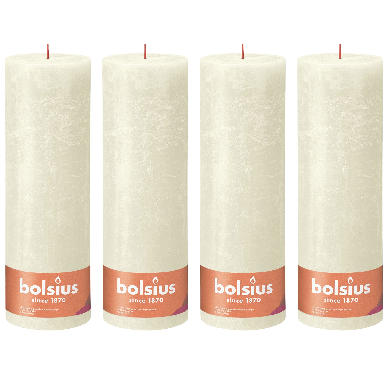 4er-Set Stumpenkerze - Höhe 30 cm - Durchmesser 10 cm - Rustik - Weiche Perle