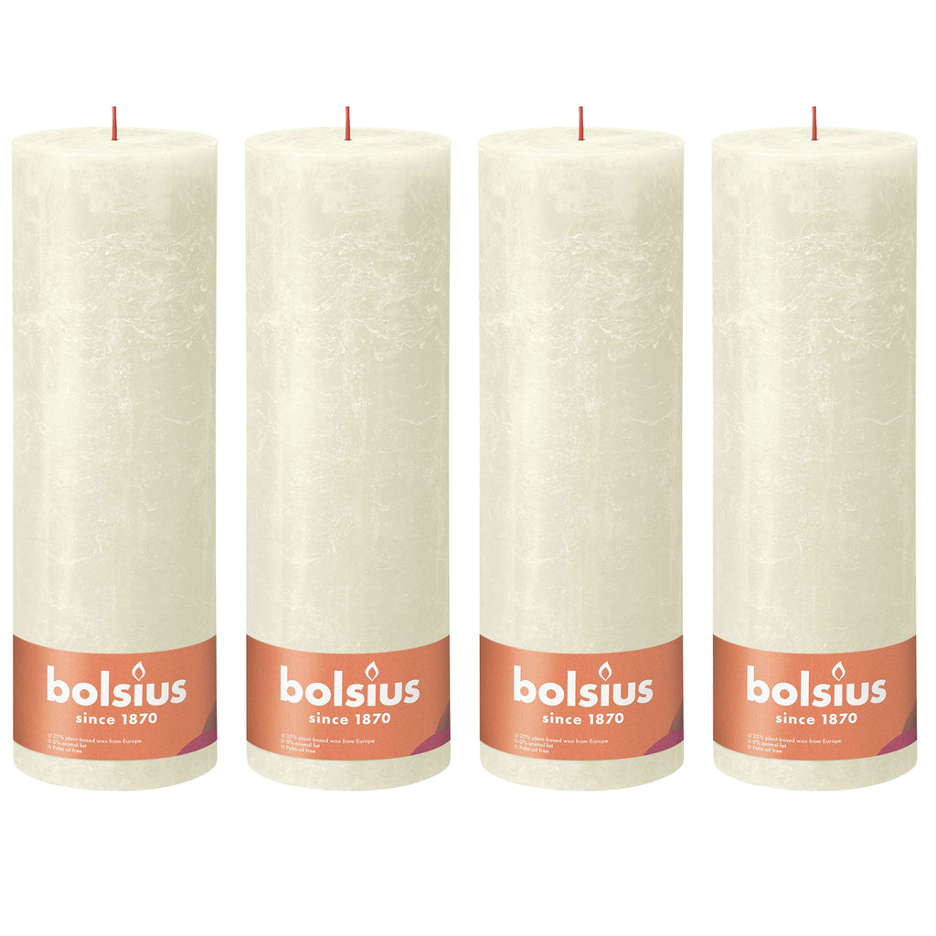 Ensemble de 4 bougies piliers - Hauteur 30 cm - Diamètre 10 cm - Style rustique - Nacre douce