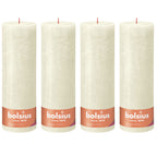 Ensemble de 4 bougies piliers - Hauteur 30 cm - Diamètre 10 cm - Style rustique - Nacre douce