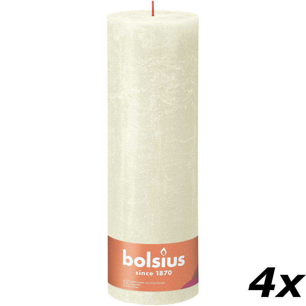 4er-Set Stumpenkerze - Höhe 30 cm - Durchmesser 10 cm - Rustik - Weiche Perle