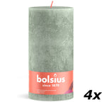 Ensemble de 4 bougies piliers - Hauteur 30 cm - Diamètre 10 cm - Style rustique - Vert jade