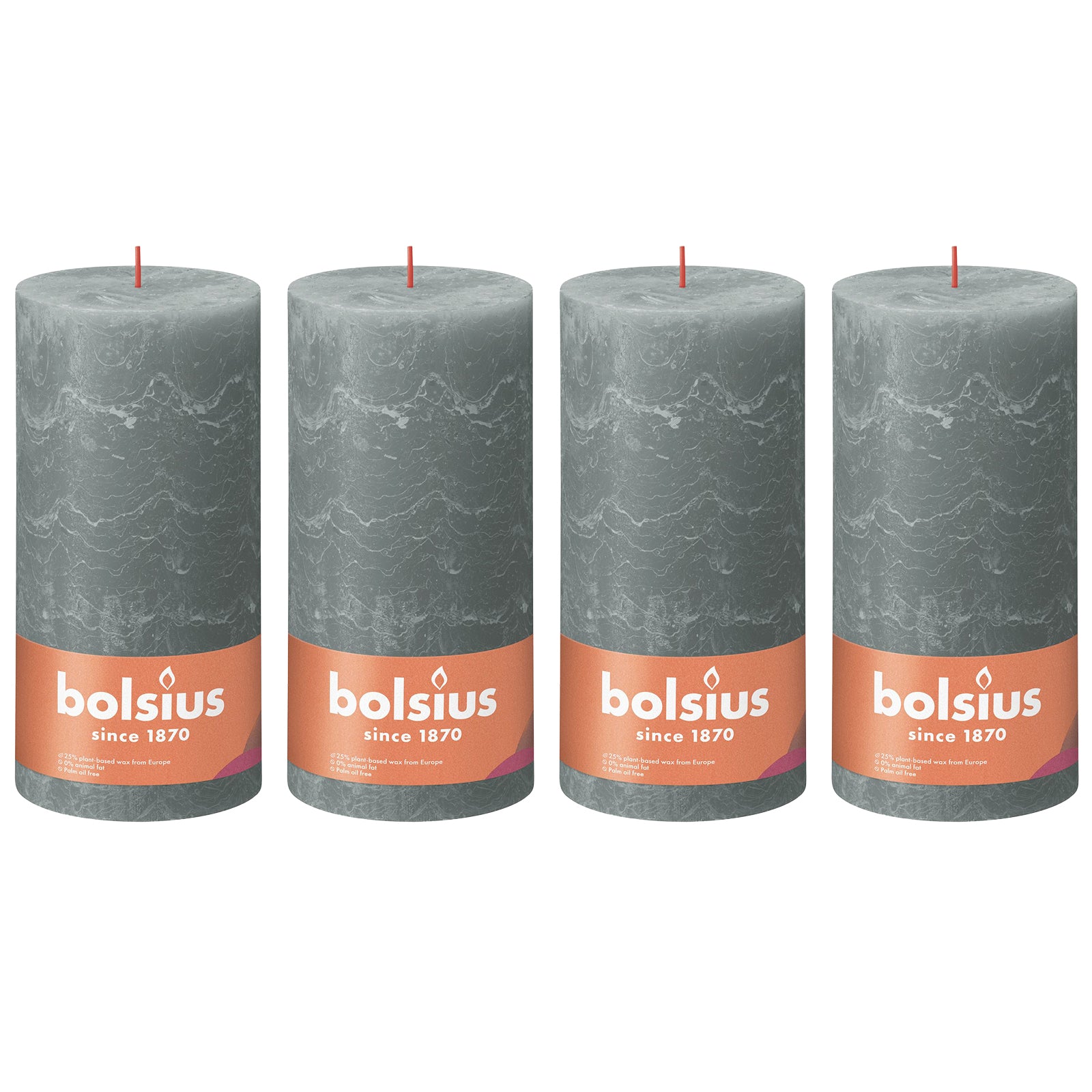 4er-Set Stumpenkerze - Höhe 30 cm - Durchmesser 10 cm - Rustik - Eukalyptus