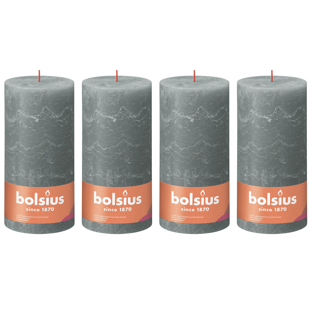 Set of 4 pillar candles - Height 30 cm - Diameter 10 cm - Rustic - Eucalyptus