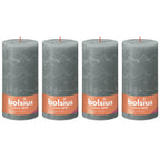 Set of 4 pillar candles - Height 30 cm - Diameter 10 cm - Rustic - Eucalyptus