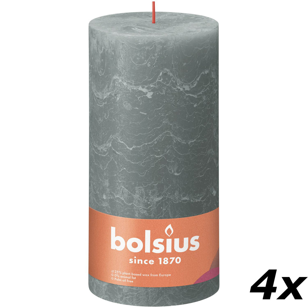 4er-Set Stumpenkerze - Höhe 30 cm - Durchmesser 10 cm - Rustik - Eukalyptus