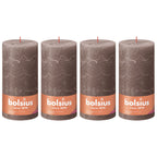 4er-Set Stumpenkerze - Höhe 20 cm - Durchmesser 10 cm - Rustik - Rustikales Taupe