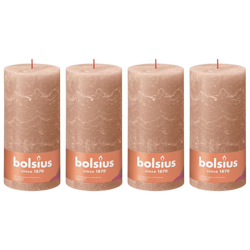 4er-Set Stumpenkerze - Höhe 20 cm - Durchmesser 10 cm - Rustik - Cremiges Caramel