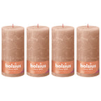 4er-Set Stumpenkerze - Höhe 20 cm - Durchmesser 10 cm - Rustik - Cremiges Caramel