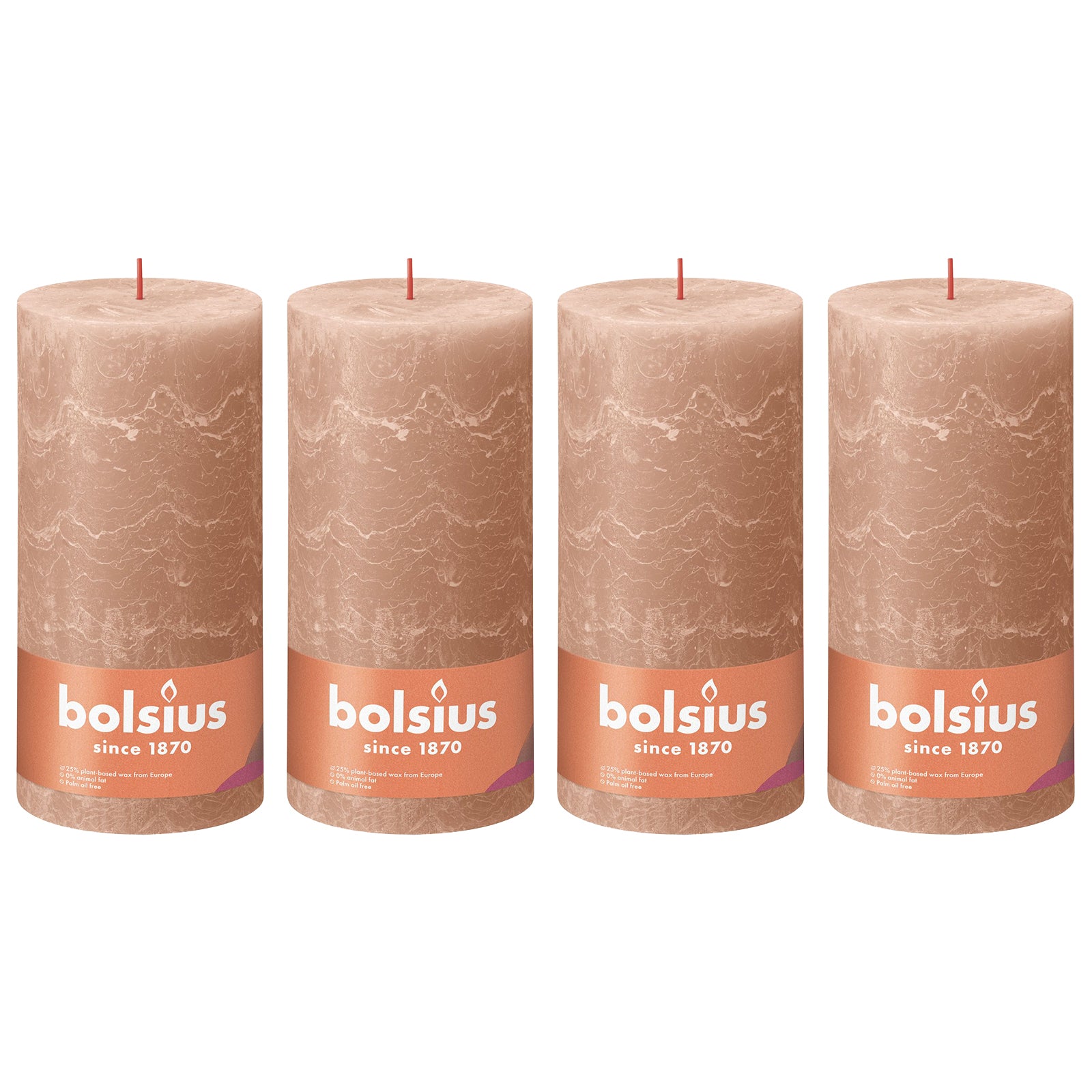 4er-Set Stumpenkerze - Höhe 20 cm - Durchmesser 10 cm - Rustik - Cremiges Caramel