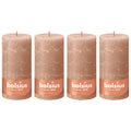 4er-Set Stumpenkerze - Höhe 20 cm - Durchmesser 10 cm - Rustik - Cremiges Caramel