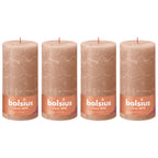 4er-Set Stumpenkerze - Höhe 20 cm - Durchmesser 10 cm - Rustik - Cremiges Caramel