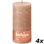 4er-Set Stumpenkerze - Höhe 20 cm - Durchmesser 10 cm - Rustik - Cremiges Caramel