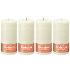 Ensemble de 4 bougies piliers - Hauteur 20 cm - Diamètre 10 cm - Style rustique - Couleur perle douce