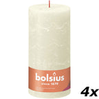 Ensemble de 4 bougies piliers - Hauteur 20 cm - Diamètre 10 cm - Style rustique - Couleur perle douce