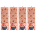 Set of 4 pillar candles - Height 20 cm - Diameter 10 cm - Rustic print - Creamy caramel