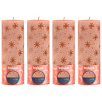 Set of 4 pillar candles - Height 20 cm - Diameter 10 cm - Rustic print - Creamy caramel