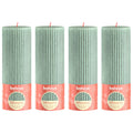 Set of 4 pillar candles - Height 19 cm - Diameter 6.8 cm - Rustic Print - Jade Green