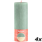 Set of 4 pillar candles - Height 19 cm - Diameter 6.8 cm - Rustic Print - Jade Green