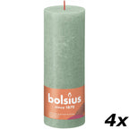 4er-Set Stumpenkerze - Höhe 19 cm - Durchmesser 6,8 cm - Rustik - Salbeigrün