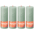 Set of 4 pillar candles - Height 19 cm - Diameter 6.8 cm - Rustic - Jade Green