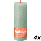 4er-Set Stumpenkerze - Höhe 19 cm - Durchmesser 6,8 cm - Rustik - Jade Grün