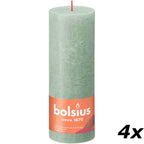 Set of 4 pillar candles - Height 19 cm - Diameter 6.8 cm - Rustic - Jade Green