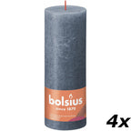 4er-Set Stumpenkerze - Höhe 19 cm - Durchmesser 6,8 cm - Rustik - Hortensienblau