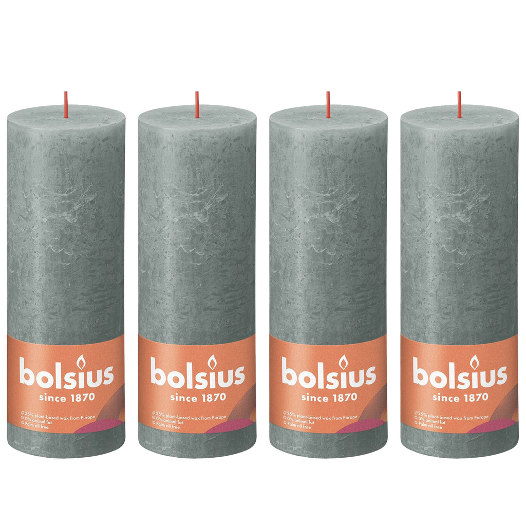 4er-Set Stumpenkerze - Höhe 19 cm - Durchmesser 6,8 cm - Rustik - Eukalyptus