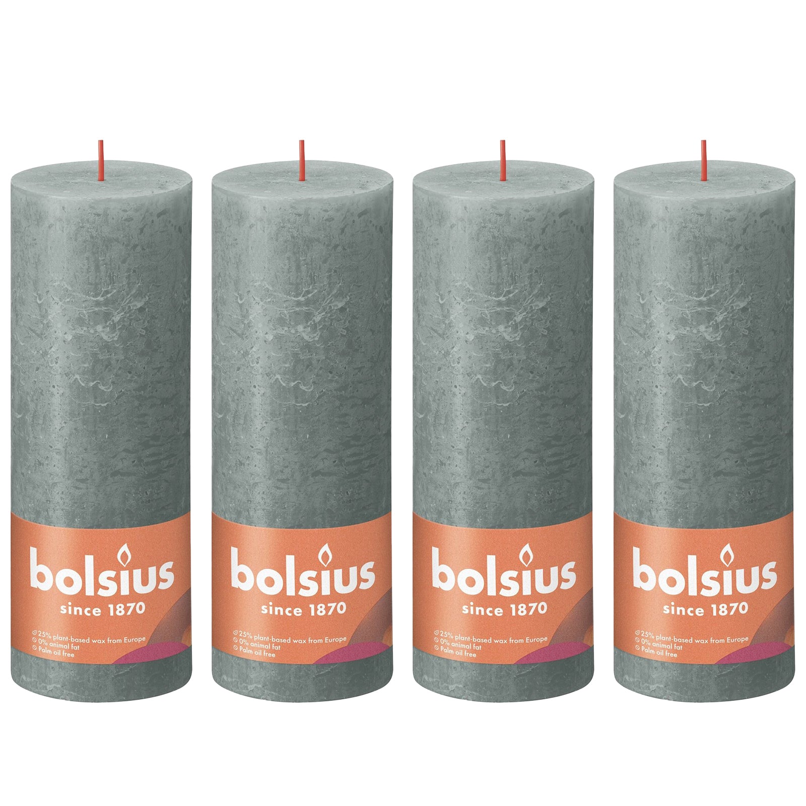 4er-Set Stumpenkerze - Höhe 19 cm - Durchmesser 6,8 cm - Rustik - Eukalyptus