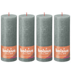 Ensemble de 4 bougies piliers - Hauteur 19 cm - Diamètre 6,8 cm - Style rustique - Eucalyptus