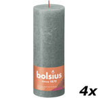 Ensemble de 4 bougies piliers - Hauteur 19 cm - Diamètre 6,8 cm - Style rustique - Eucalyptus