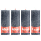 4er-Set Stumpenkerze - Höhe 19 cm - Durchmesser 6,8 cm - Rustik - Schieferblau