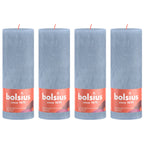 4er-Set Stumpenkerze - Höhe 19 cm - Durchmesser 6,8 cm - Rustik - Himmelblau