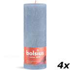 4er-Set Stumpenkerze - Höhe 19 cm - Durchmesser 6,8 cm - Rustik - Himmelblau