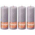 Lot de 4 bougies piliers - Hauteur 19 cm - Diamètre 6,8 cm - Style rustique - Lavande givrée