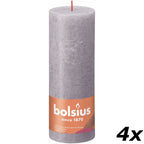 Lot de 4 bougies piliers - Hauteur 19 cm - Diamètre 6,8 cm - Style rustique - Lavande givrée