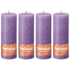 4er-Set Stumpenkerze - Höhe 19 cm - Durchmesser 6,8 cm - Rustik - Blühendes Veilchen